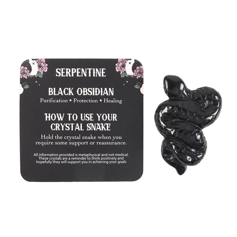 Black Obsidian Crystal Snake - Protection and Healing Purification Stone