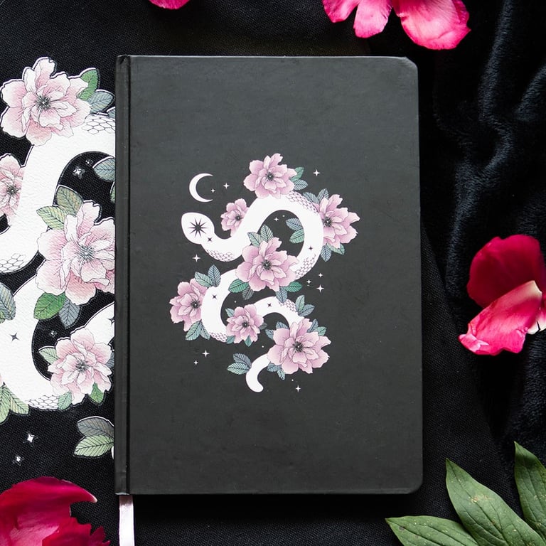 Floral Snake A5 Lined Notebook with 200 Pages and Ribbon Marker