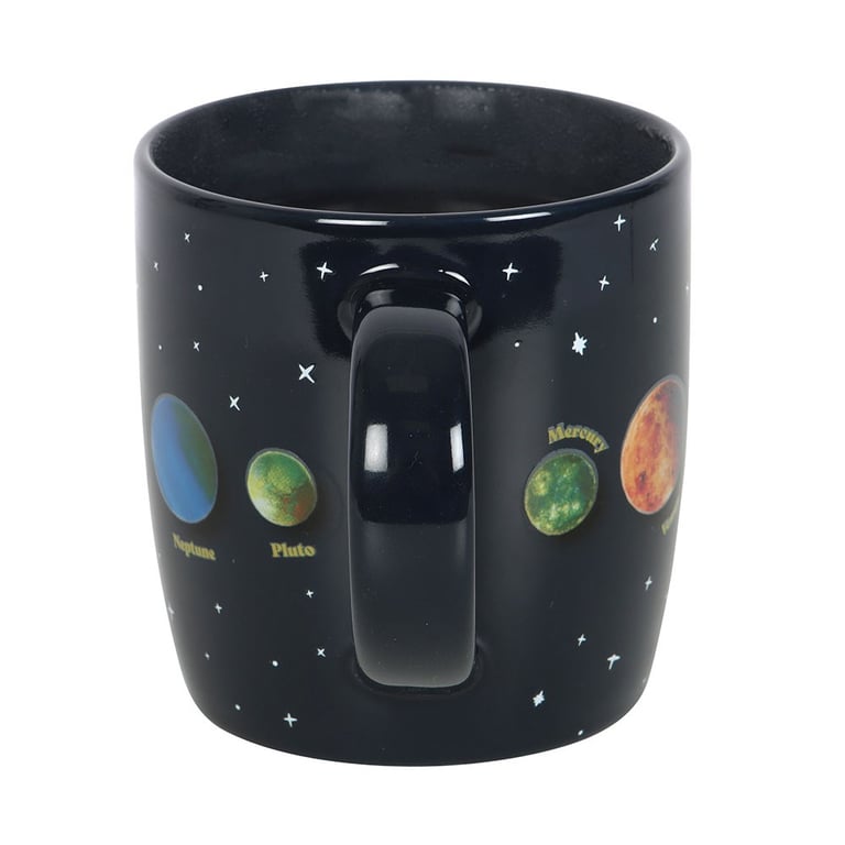 Solar System Heat Changing Mug - 500ml Black Ceramic Design Illuminates with Heat