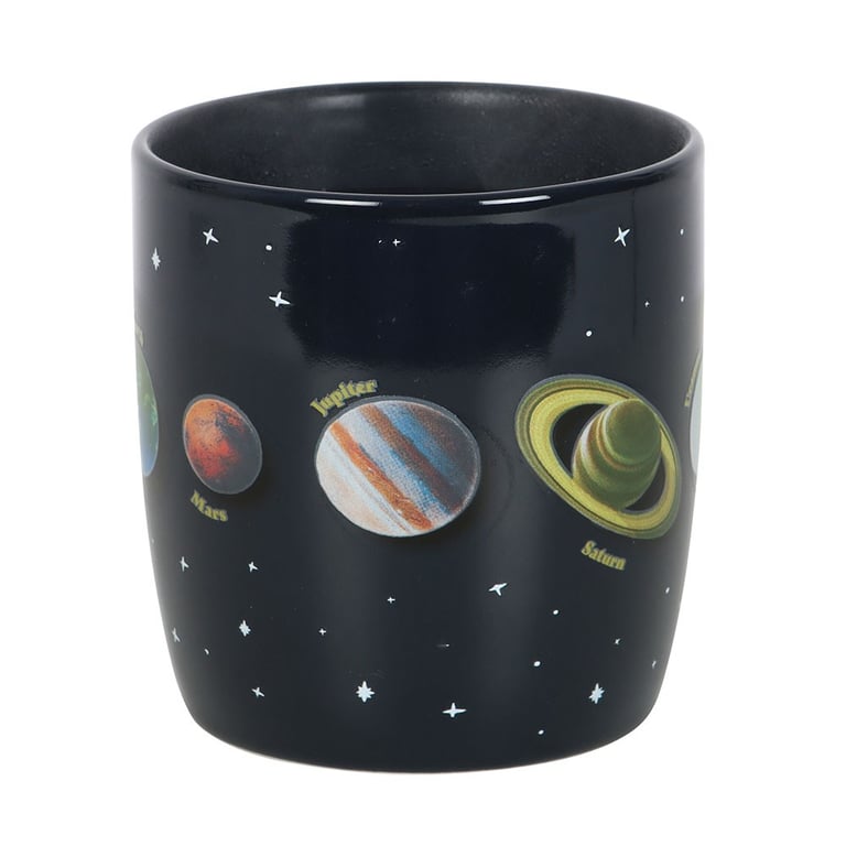 Solar System Heat Changing Mug - 500ml Black Ceramic Design Illuminates with Heat