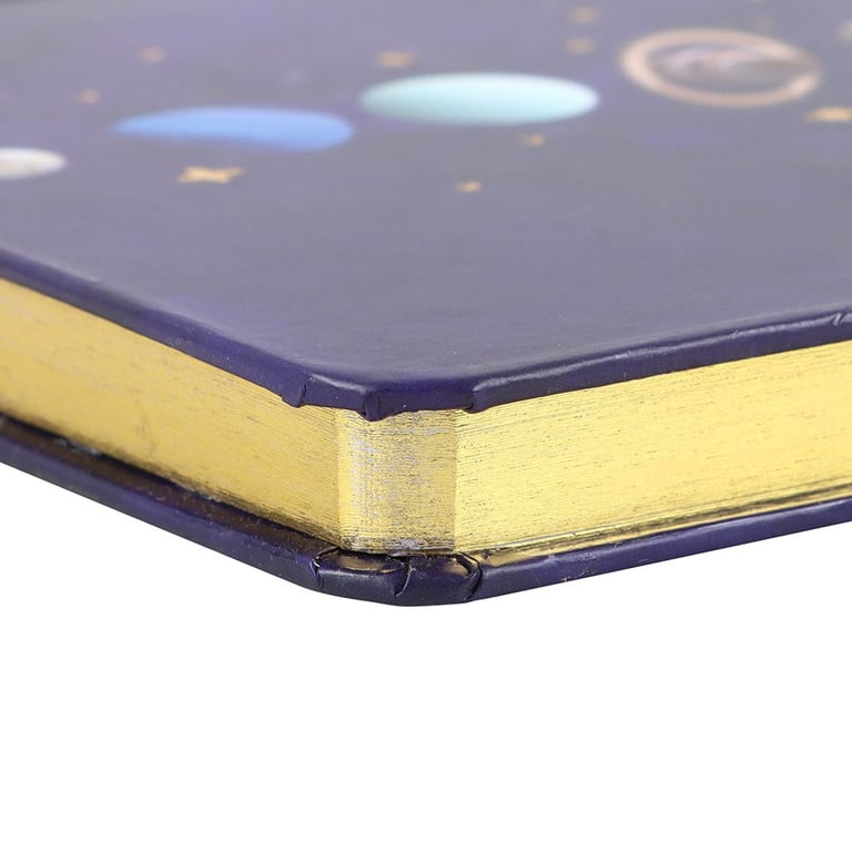 Solar System A5 Notebook - 100 Lined Pages with Gold Foil Accents & 9 Planet Design