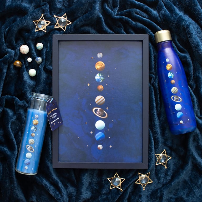 Solar System Cedar Tube Candle - 50 Hour Burn Time, Repurposable Glass Jar, Earthy Cedar Fragrance
