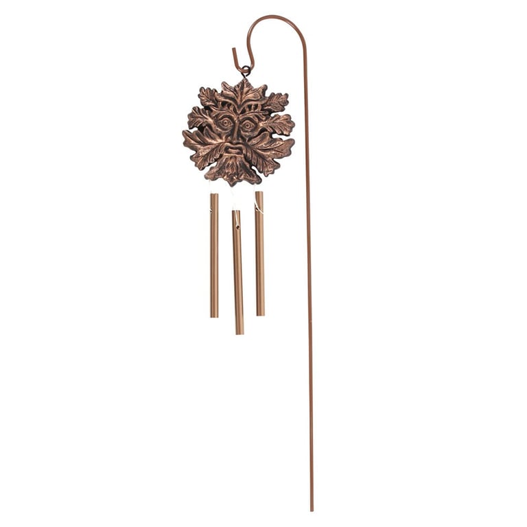 Bronze Effect Green Man Windchime Stake - Outdoor Garden Decoration