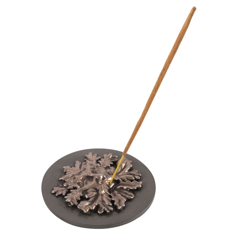 Bronze Green Man Resin Incense Holder for Home Fragrance and Pagan Decor