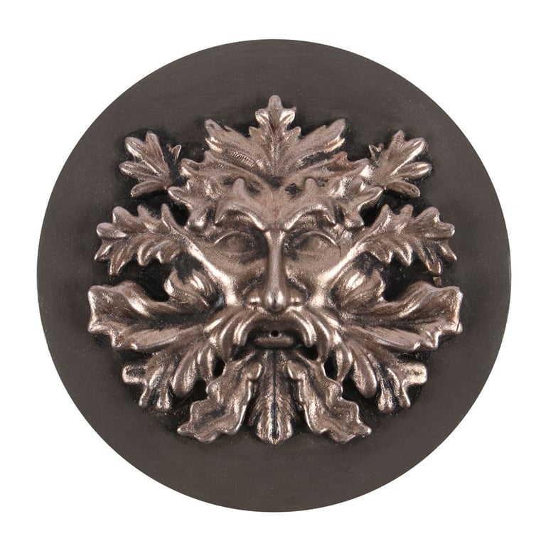 Bronze Green Man Resin Incense Holder for Home Fragrance and Pagan Decor