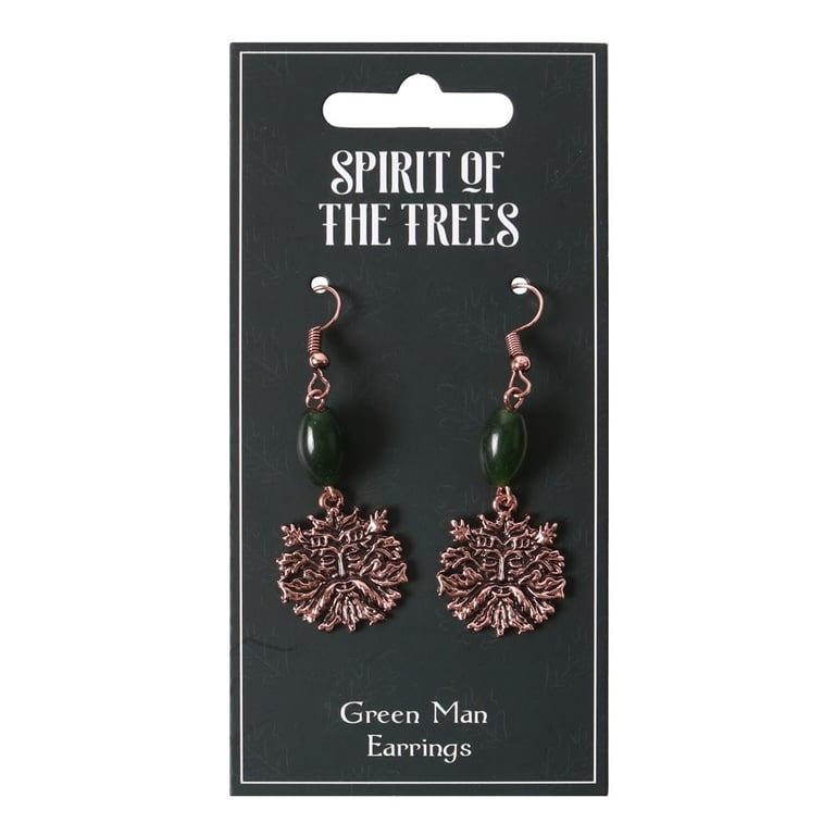 Green Man Copper and Wood Beaded Earrings