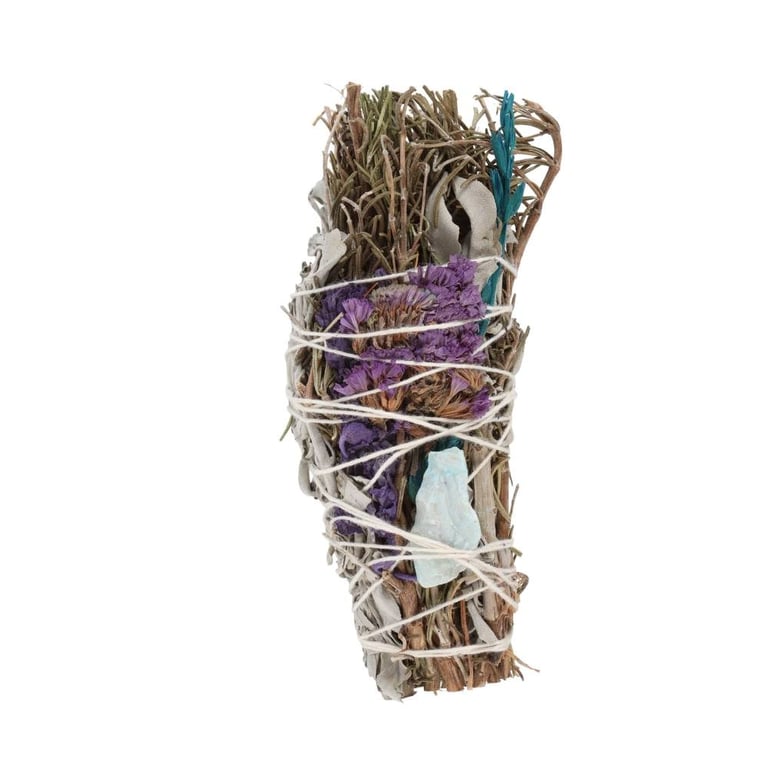 Rosemary Sage Aventurine Smudge Stick Ritual Wand for Cleansing and Purification