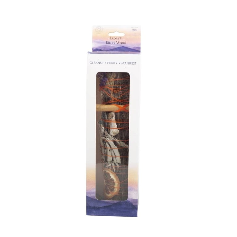 9in Ritual Wand Smudge Stick - Rosemary, Palo Santo & Aventurine Purification Bundle