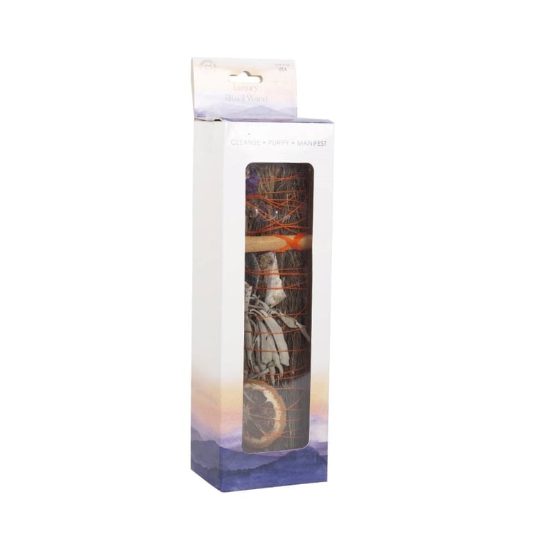 9in Ritual Wand Smudge Stick - Rosemary, Palo Santo & Aventurine Purification Bundle