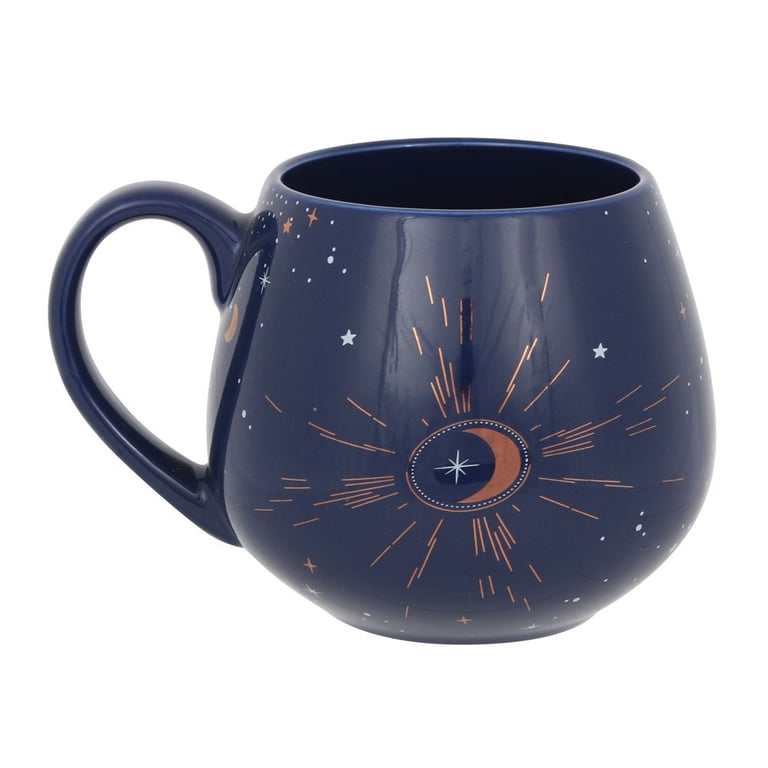 Blue Crescent Moon Rounded Mug - Perfect Contemporary Gift for On-Trend Teens