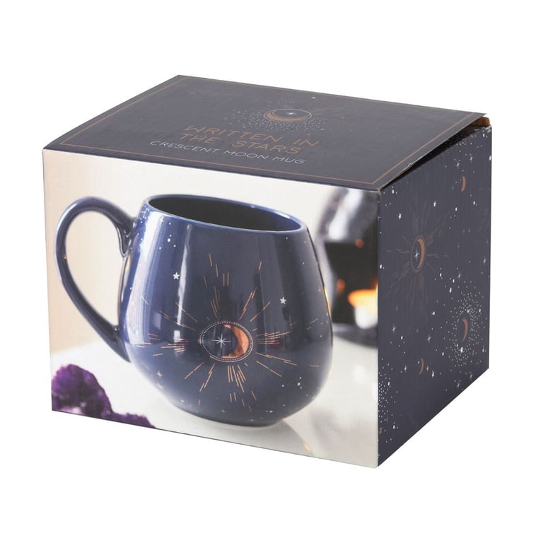 Blue Crescent Moon Rounded Mug - Perfect Contemporary Gift for On-Trend Teens