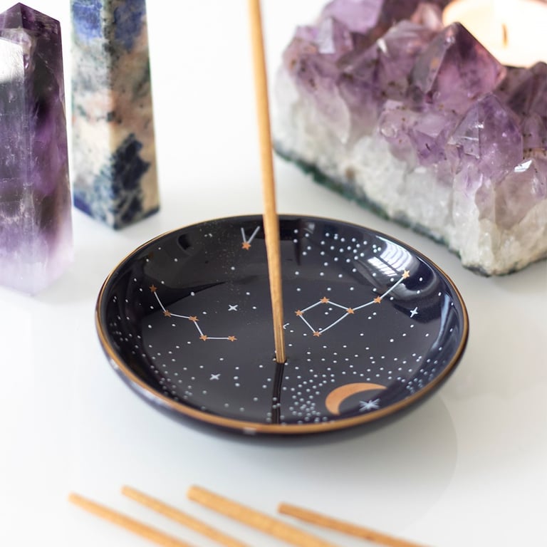 Modern Celestial Constellation Incense Holder with Gold Foil Accents