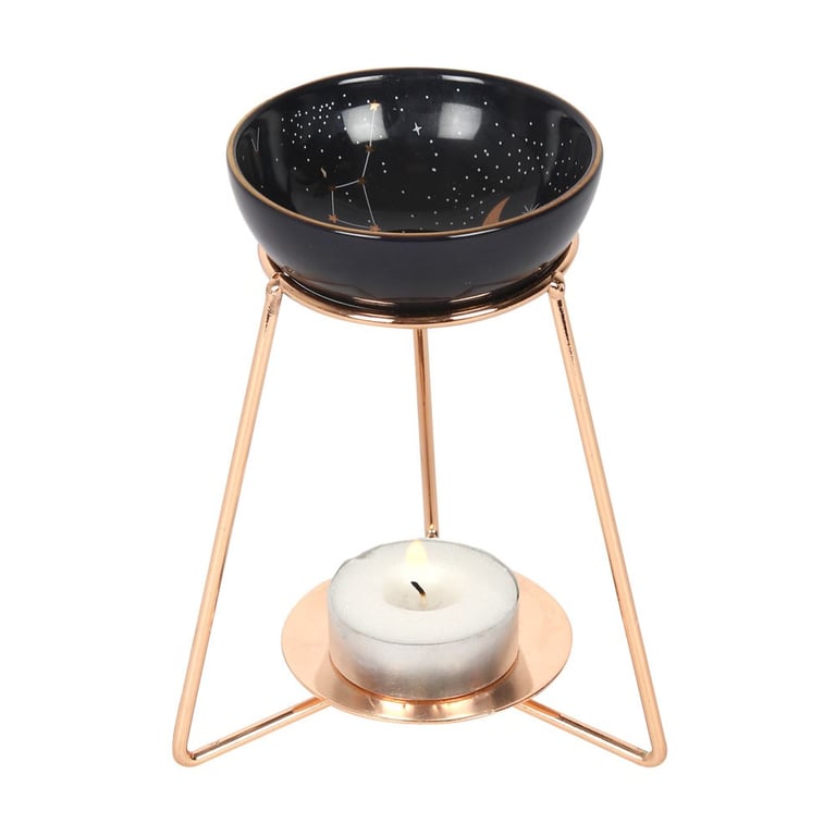 Purple Star Sign Oil Burner with Constellation Design Bowl and Metal Base