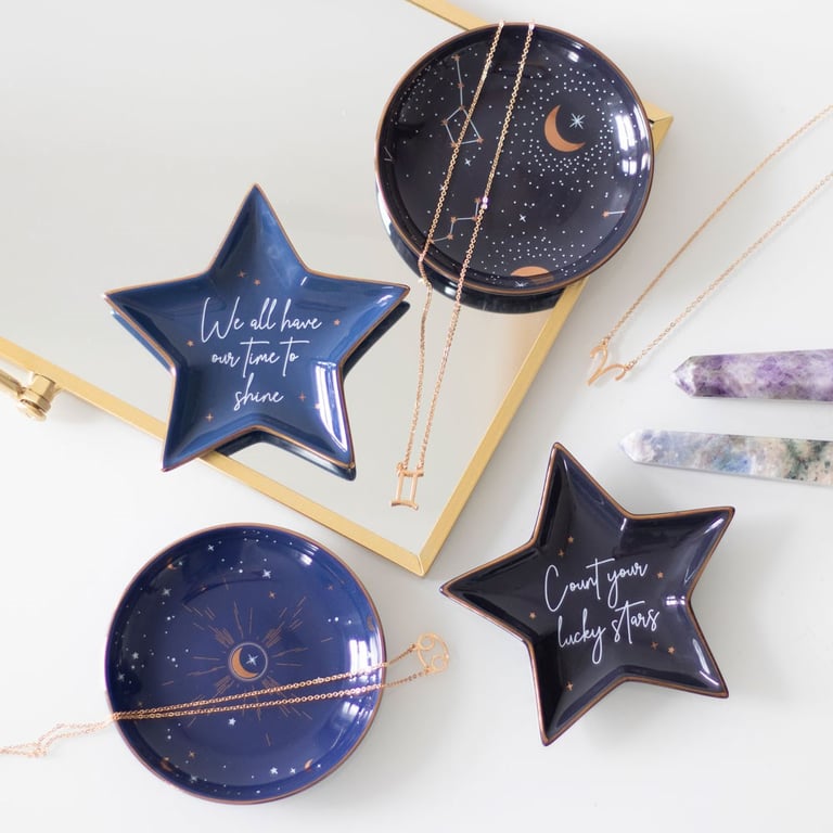 Ceramic Purple Star Sign Constellation Trinket Dish