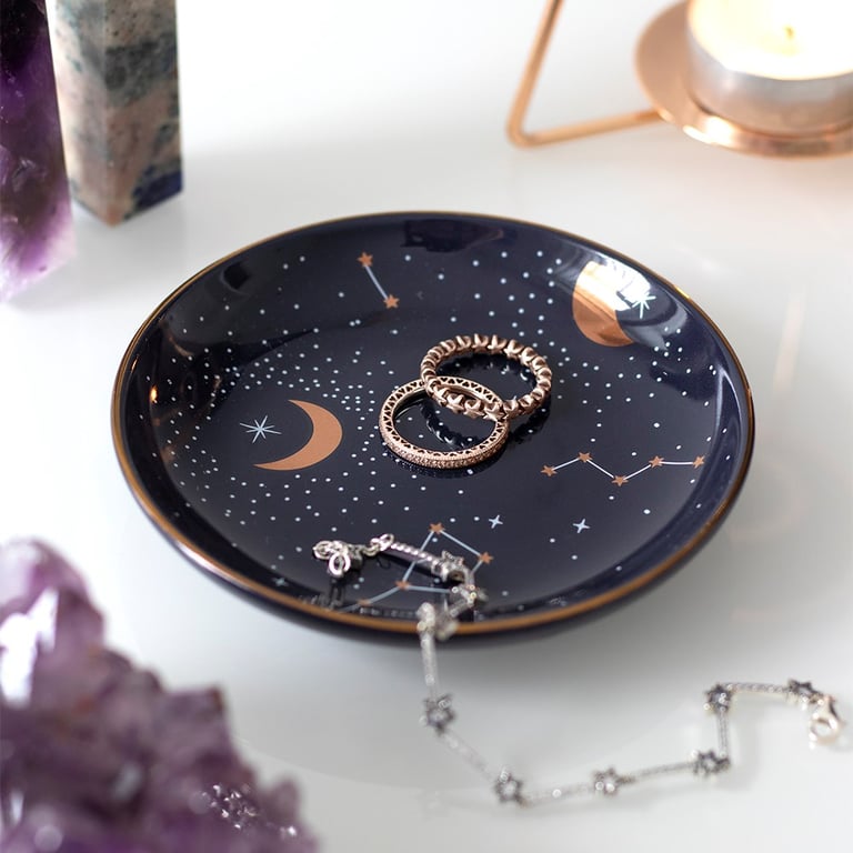 Ceramic Purple Star Sign Constellation Trinket Dish