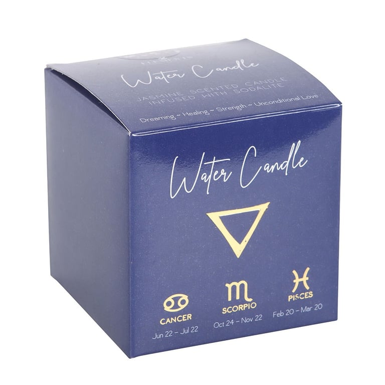 Water Element Jasmine Crystal Chip Candle - 25 Hour Burn Time, Paraffin Wax, Zodiac Sign Inspired