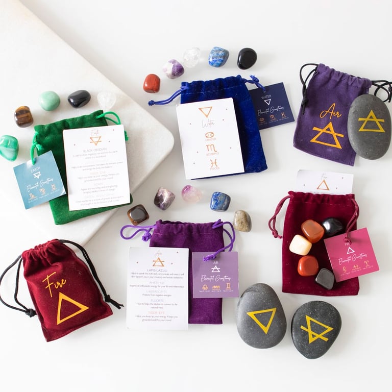 Air Element Tumble Gemstone Set - 5 Stones for Communication, Energy & Intuition