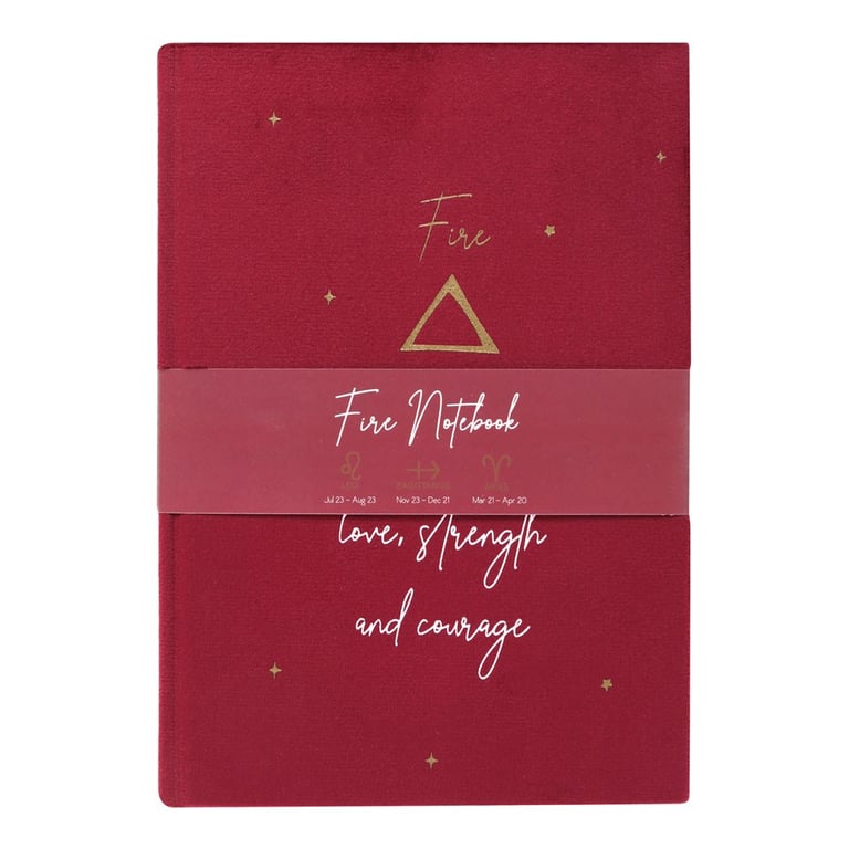 Burgundy Velvet Fire Element Notebook - Passion, Strength & Courage A5 Journal