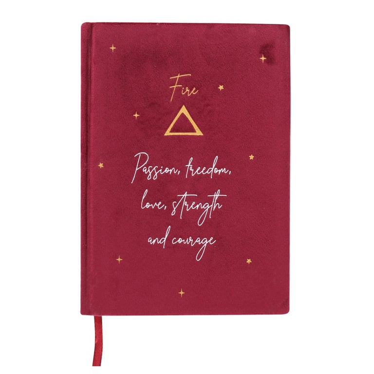 Burgundy Velvet Fire Element Notebook - Passion, Strength & Courage A5 Journal