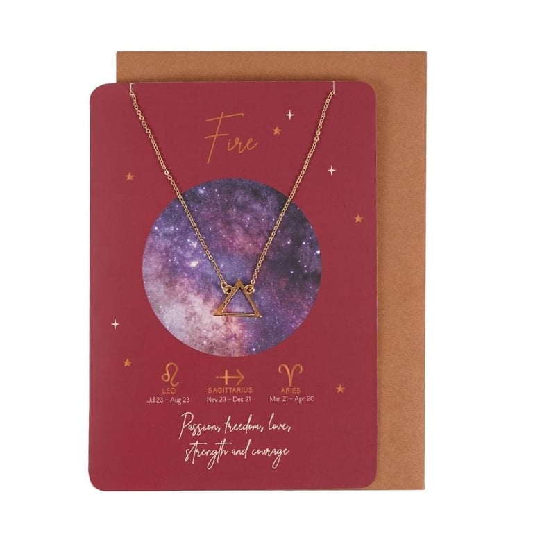 Fire Element Zodiac Necklace - Passion, Freedom & Strength Jewelry for Aries, Leo and Sagittarius