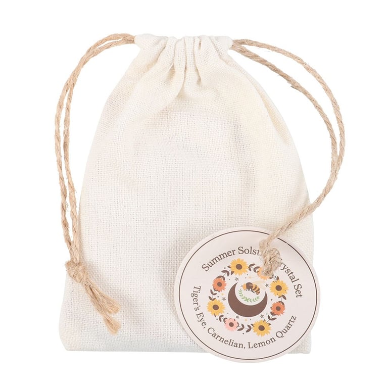 Summer Solstice Crystal Set - Empowering Meditations with Tiger s Eye, Carnelian & Lemon Quartz