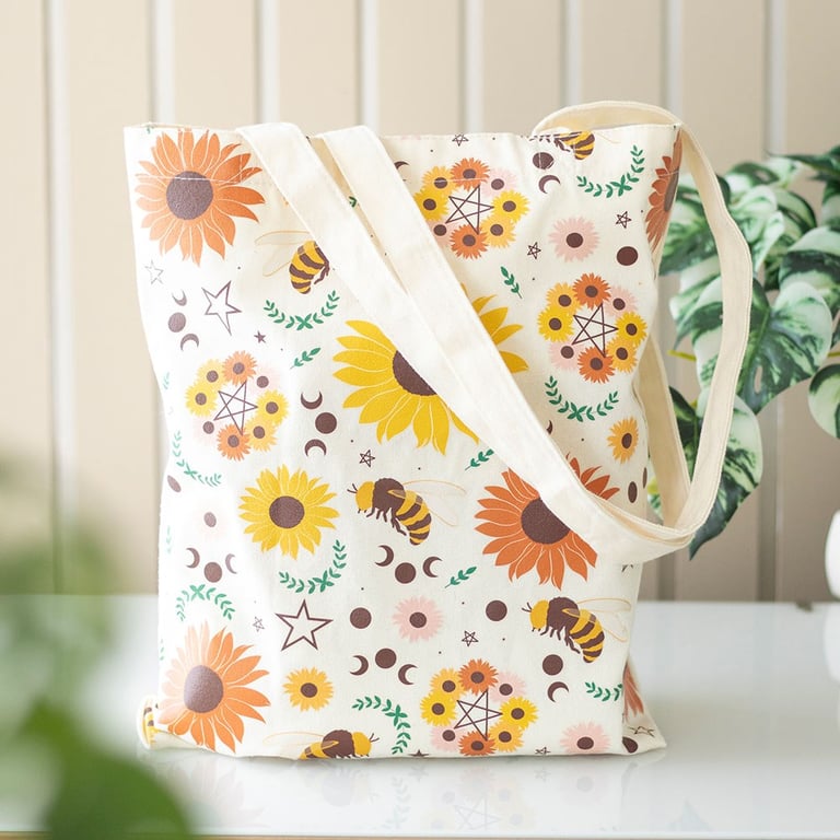 Summer Solstice Polycotton Tote Bag - Eco-Friendly & Durable Cotton Print