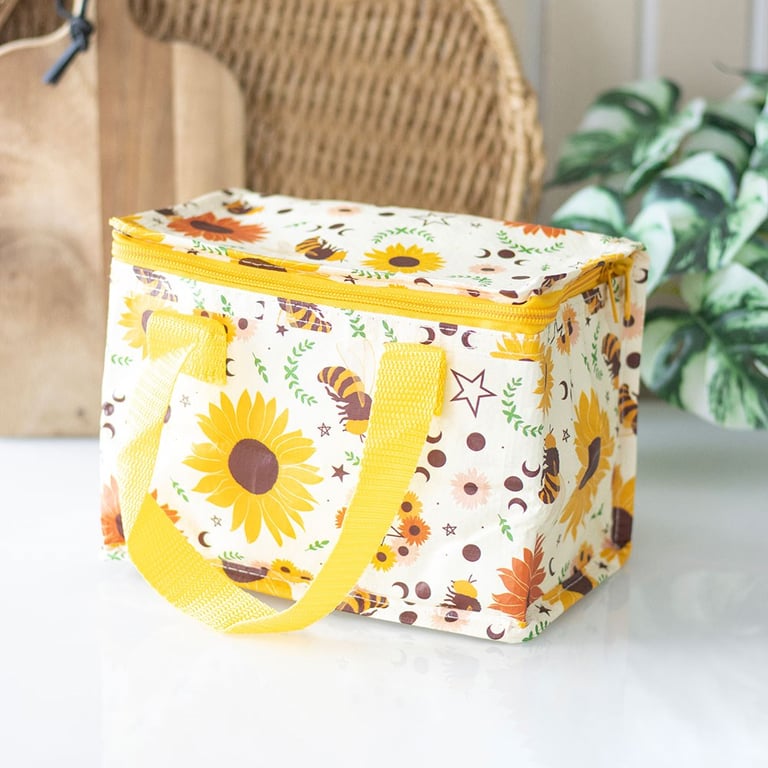 Summer Solstice Insulated Lunch Bag with Recycled Plastic and Unique Sunflower Design