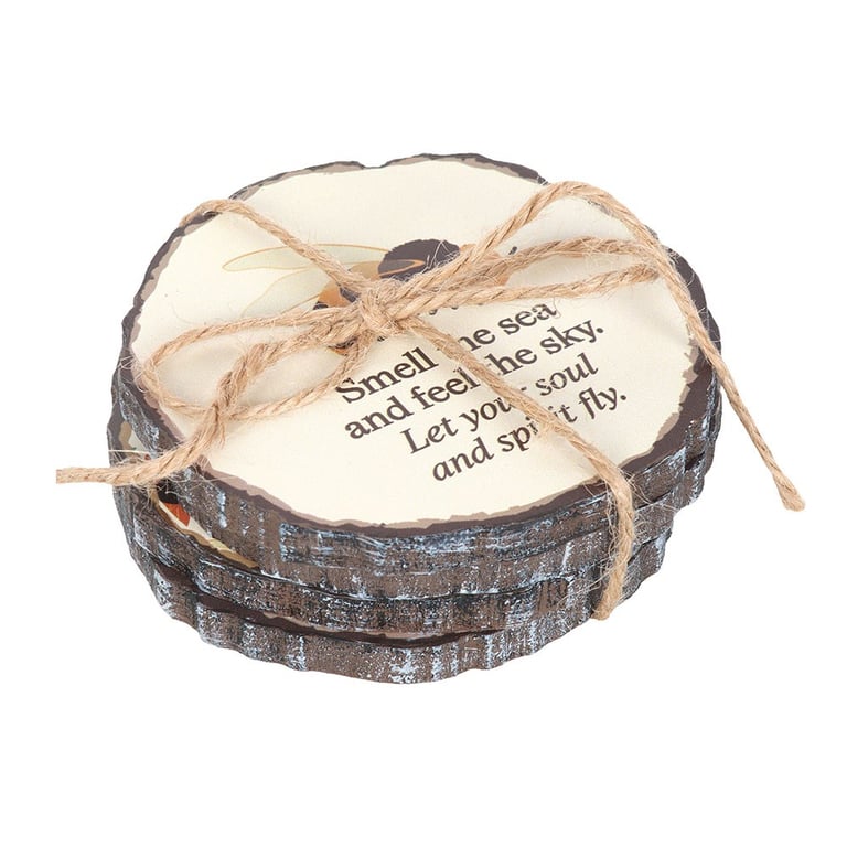 Summer Solstice Wood Slice Coasters - Natural Home Decor Set of 4