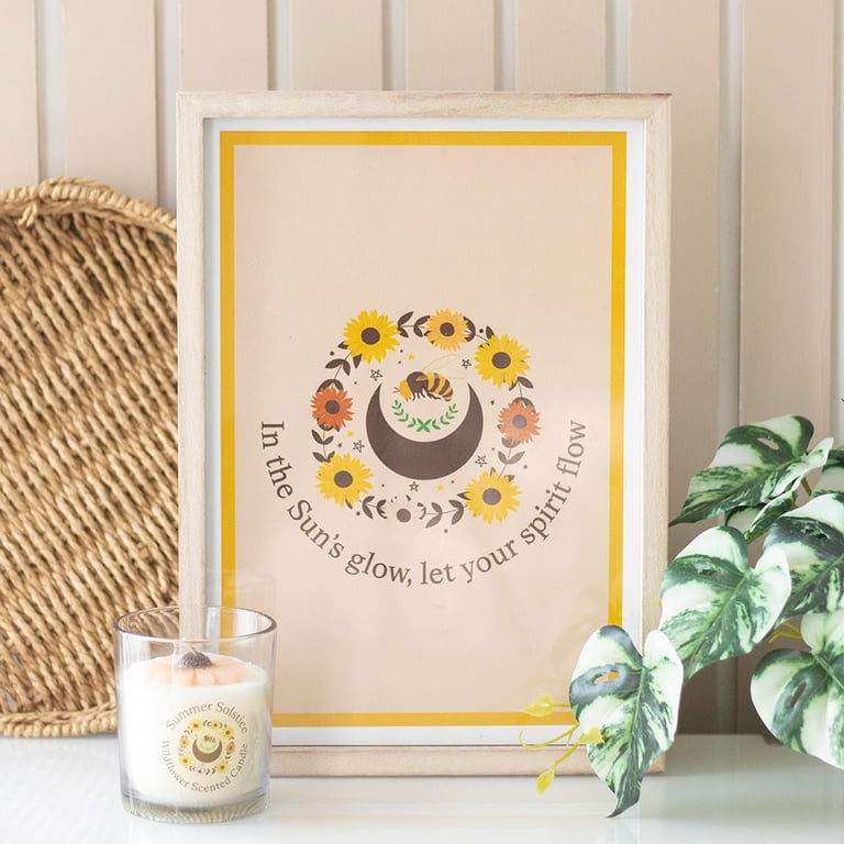 Summer Solstice Wall Art - Rustic Framed Print with Inspirational Quote
