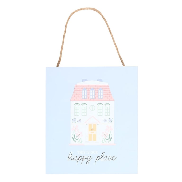 This Is Our Happy Place Pastel House Hanging Sign - Thoughtful Housewarming Gift