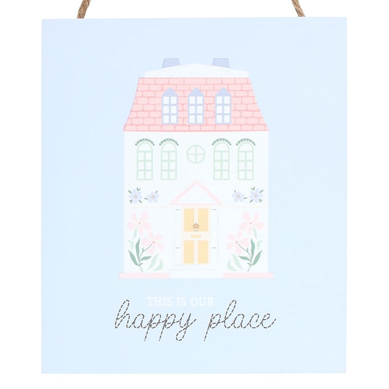 This Is Our Happy Place Pastel House Hanging Sign - Thoughtful Housewarming Gift