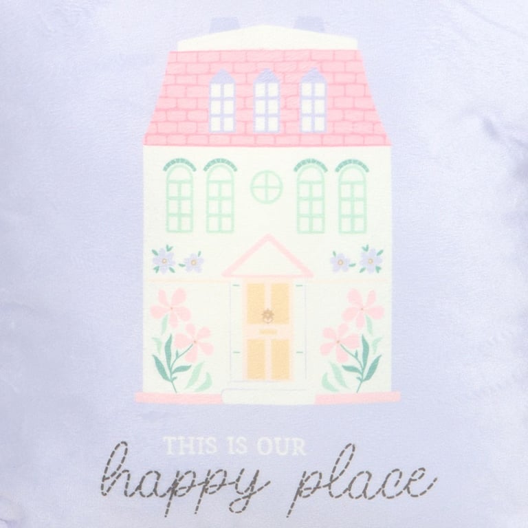 35cm Square This Is Our Happy Place Cushion - Pastel Blue & Pink Home Decor
