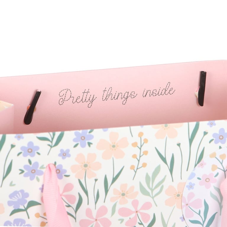 23cm Ditsy Floral Gift Bag with Interior Message and Pastel Hues