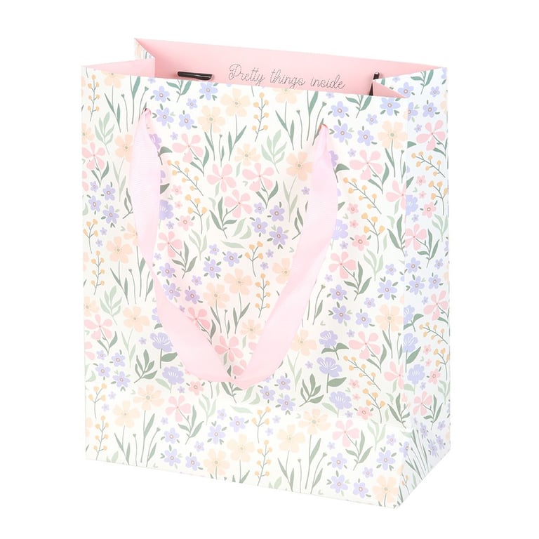 23cm Ditsy Floral Gift Bag with Interior Message and Pastel Hues