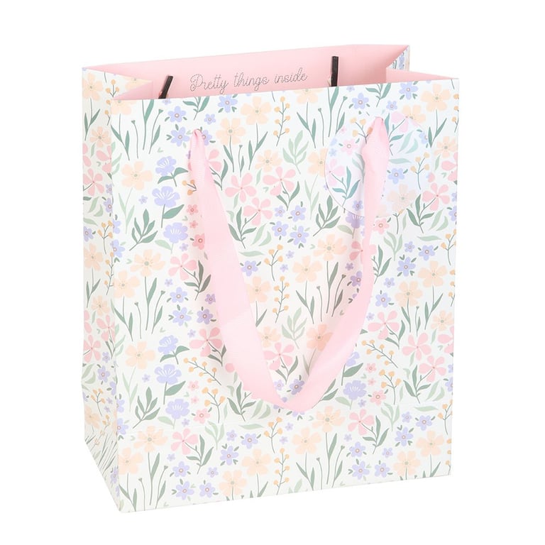 23cm Ditsy Floral Gift Bag with Interior Message and Pastel Hues