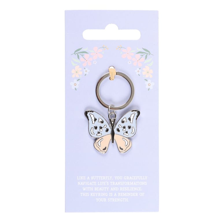 Elegant Silver Butterfly Keyring - Metal Bag Accessory with Strength Reminder