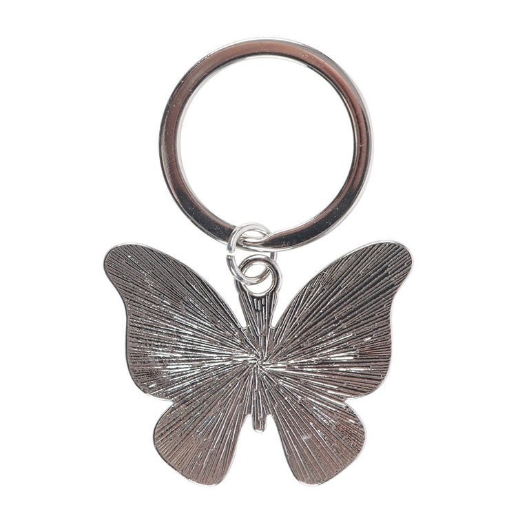 Elegant Silver Butterfly Keyring - Metal Bag Accessory with Strength Reminder