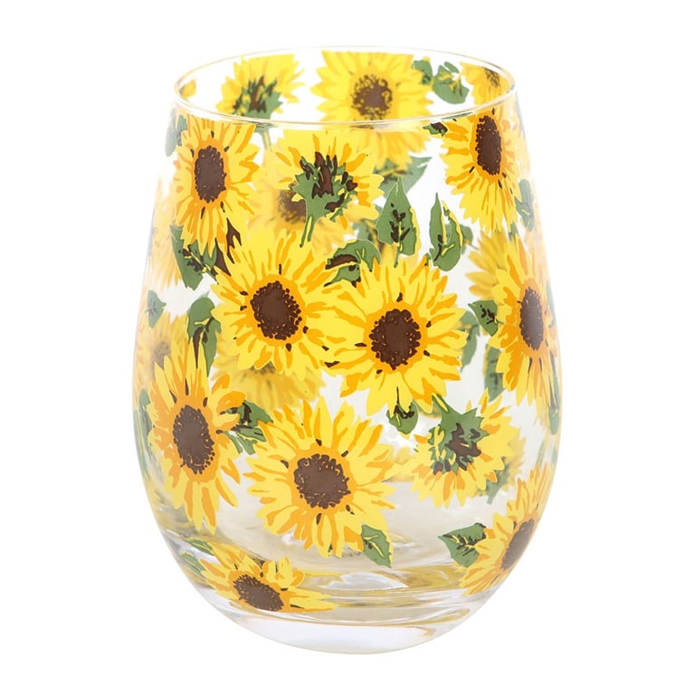 Sunflower Print 500ml Stemless Glass - Hand Wash Only Home Decor