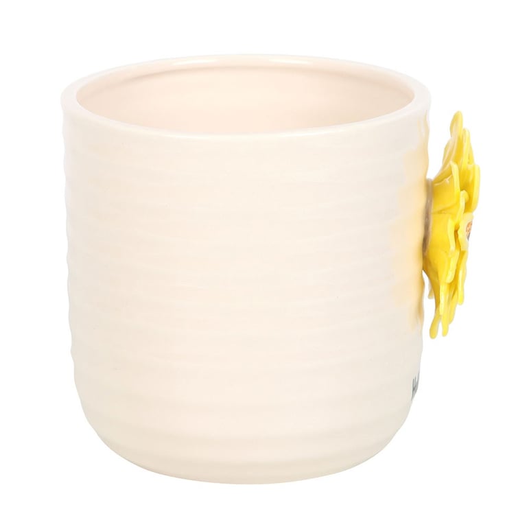 Hello Sunshine Ceramic Plant Pot with 3D Sunflower Design