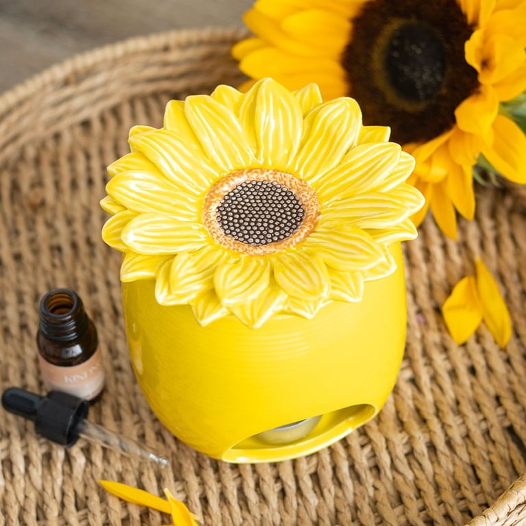 Sunflower Ceramic Oil Burner and Wax Warmer - Home Decor Fragrance Diffuser