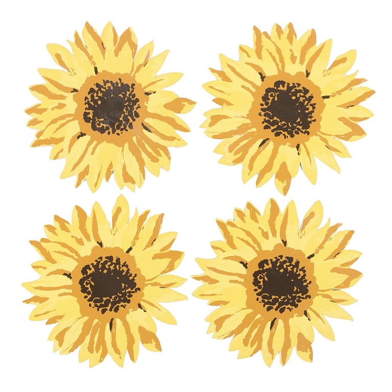 Sunflower Coaster Set - Durable MDF Summer Decor Coasters with Rustic Rope