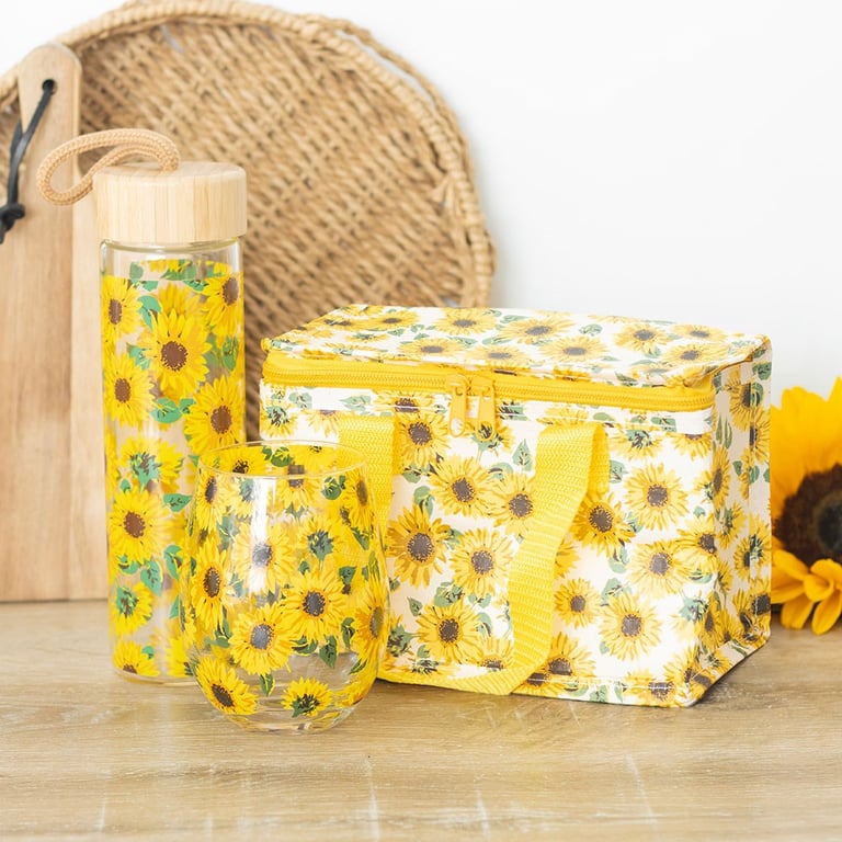 Sunflower Print Insulated Recycled Plastic Lunch Bag