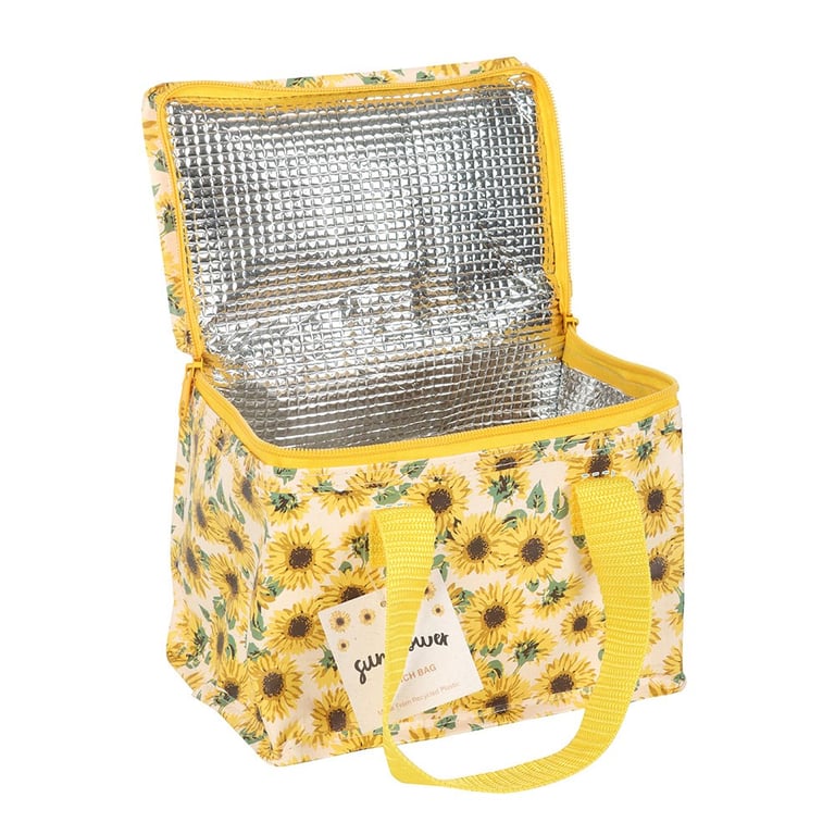 Sunflower Print Insulated Recycled Plastic Lunch Bag