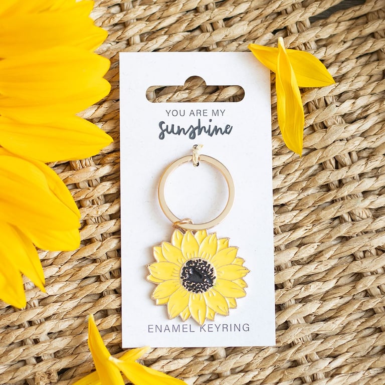 You Are My Sunshine Sunflower Keyring - Cheerful Gift for Her