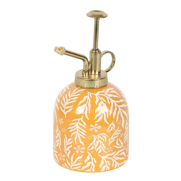 Summer Leaf Print Ceramic Plant Mister - 400ml Water Capacity with Gold Nozzle