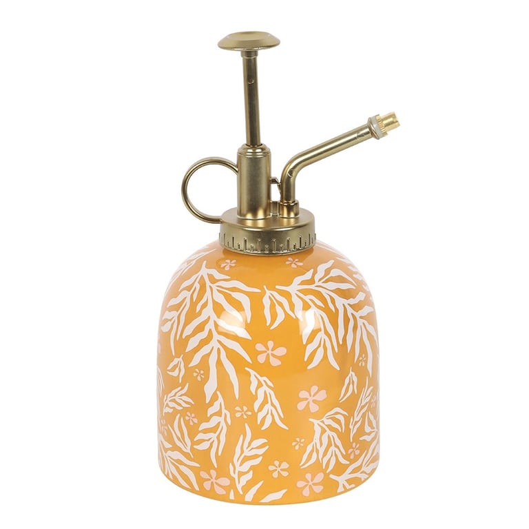 Summer Leaf Print Ceramic Plant Mister - 400ml Water Capacity with Gold Nozzle