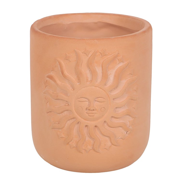 Terracotta Sun Plant Pot - Bohemian Style Embossed Design