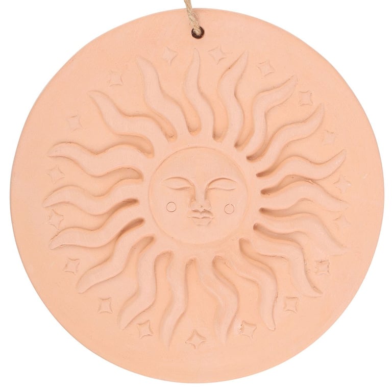 Terracotta Sun Plaque - Bohemian Earthy Decor for Positive Energy