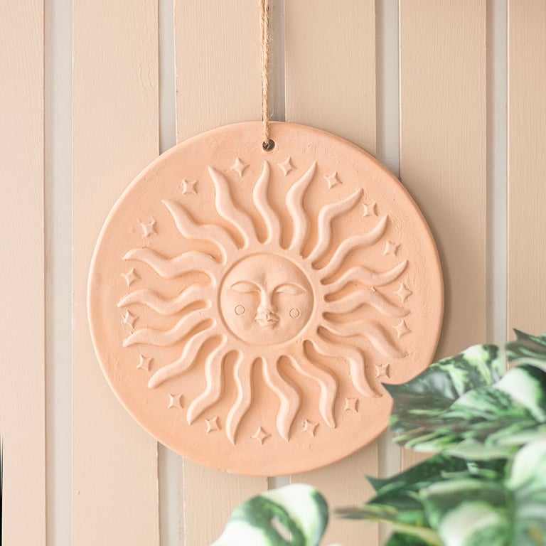 Terracotta Sun Plaque - Bohemian Earthy Decor for Positive Energy