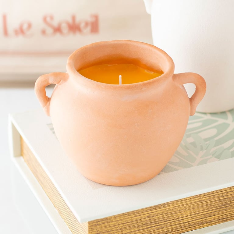 Terracotta Urn Citronella Candle - Rustic Outdoor Insect Repellent Decor